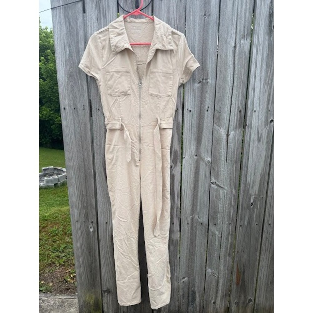 Utility Boiler Suit No Boundaries Jumpsuit Womens Large L Tan
